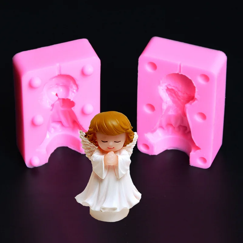 

3D Angel Girl Candle Making Moulds Soap Molds Silicone Chocolate Cake Bread Mold Jelly Fondant Candy Baking Mould