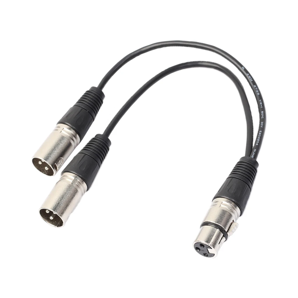 

Black 3Pin XLR Female Plug To Dual Male Plug Microphone Cable Adapter Stage Studio Cable Wire