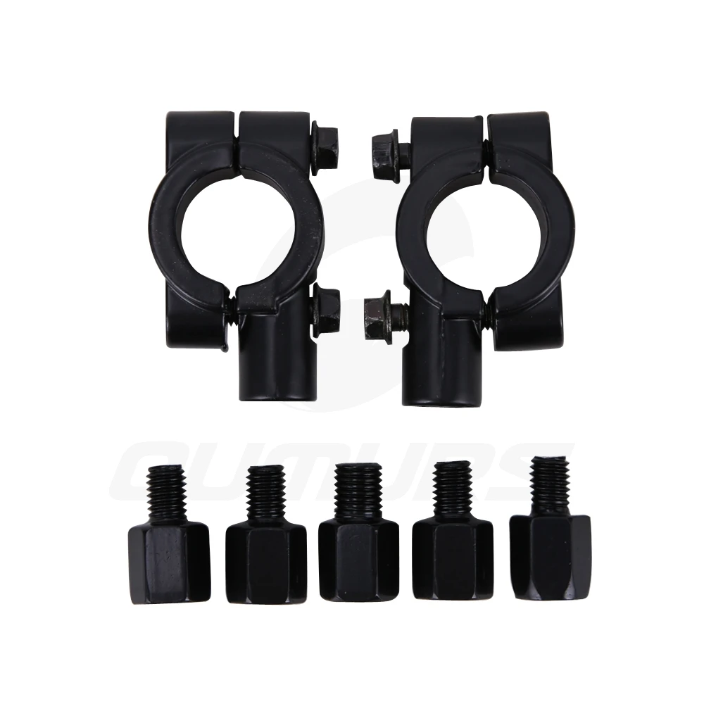 

OUMURS 10mm Motorcycle Convex Mirrors Black with Adapter Mount Holders Bracket Clamp 7/8" Fits For Scooter E-Bike Electrombile