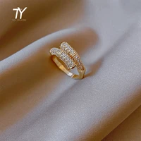 2021 design luxury bamboo skeleton gold color open rings for woman new goth jewelry korean fashion party girls unusual ring set