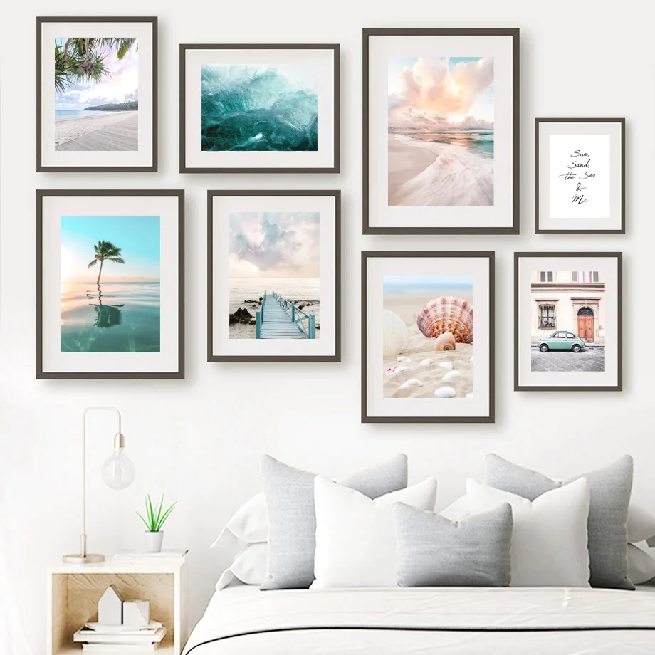 Морская пляжная ракушка Пальма лодка автомобиль Каньон настенная Картина на