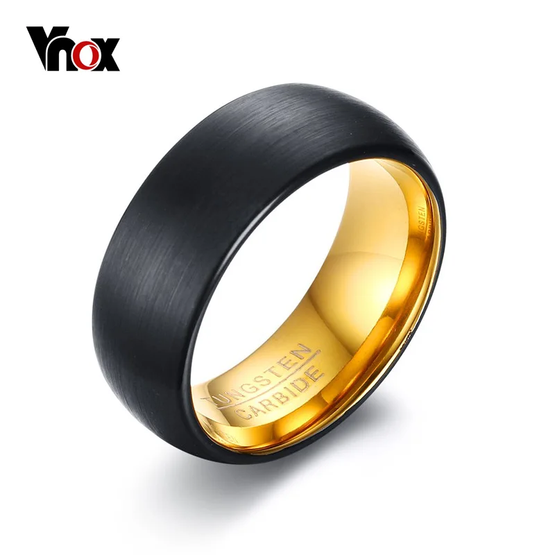 Vnox 8 мм черный Вольфрам Кольца для Для мужчин свадебные украшения выгравированы