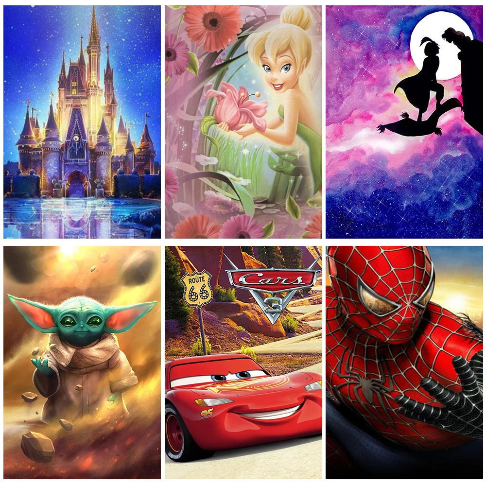 

Disney Castle Diamond Painting Cartoon Princess Round Diamond Mosaic Embroidery Cars Children's Home Room Decor Handwork