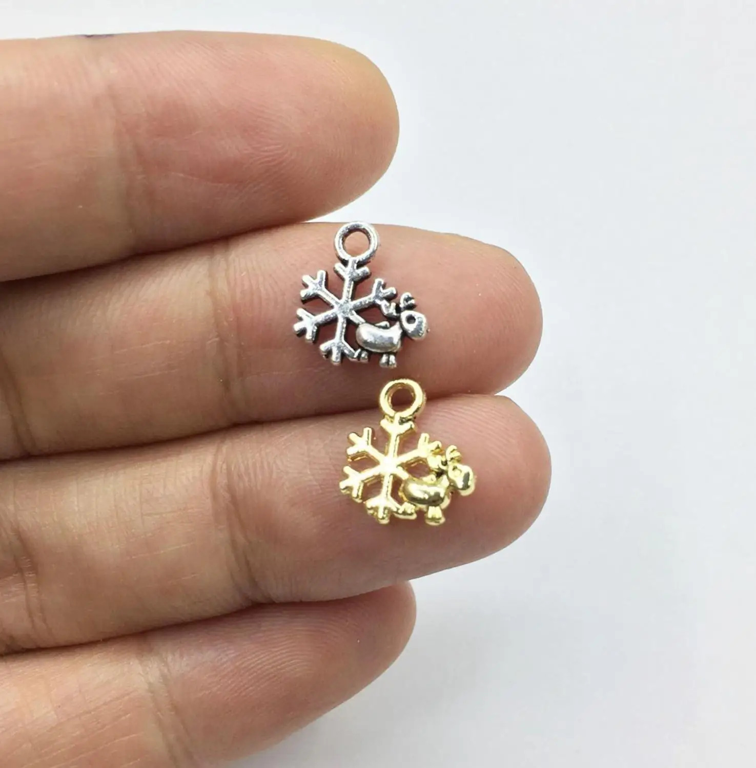 Eruifa 20 штук 10 мм Мини Снежинка золото/полированные серебряные сплава цинка