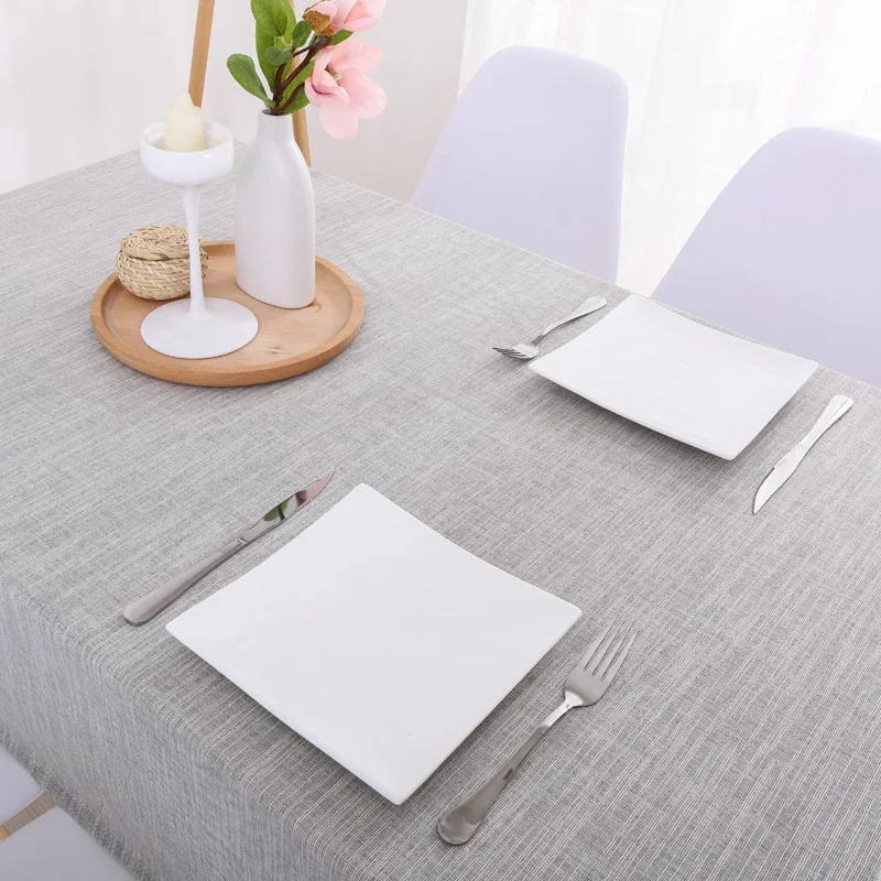 Однотонная скатерть из хлопка и льна светильник синяя Пыленепроницаемая для