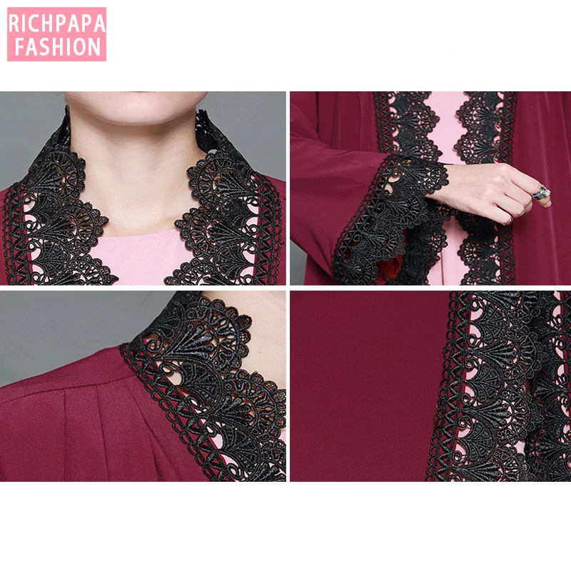 Кафтан Дубай Малайзия кружева кимоно кардиган Абая для женщин мусульманский