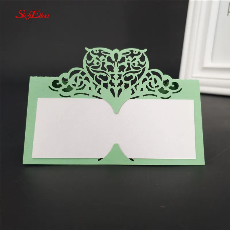 light green 50 шт., вечерние Рассадочные карточки для гостей, свадебные открытки, товары для дня рождения, украшение для сидения за столом 5zSH871-50 - Цвет: light green