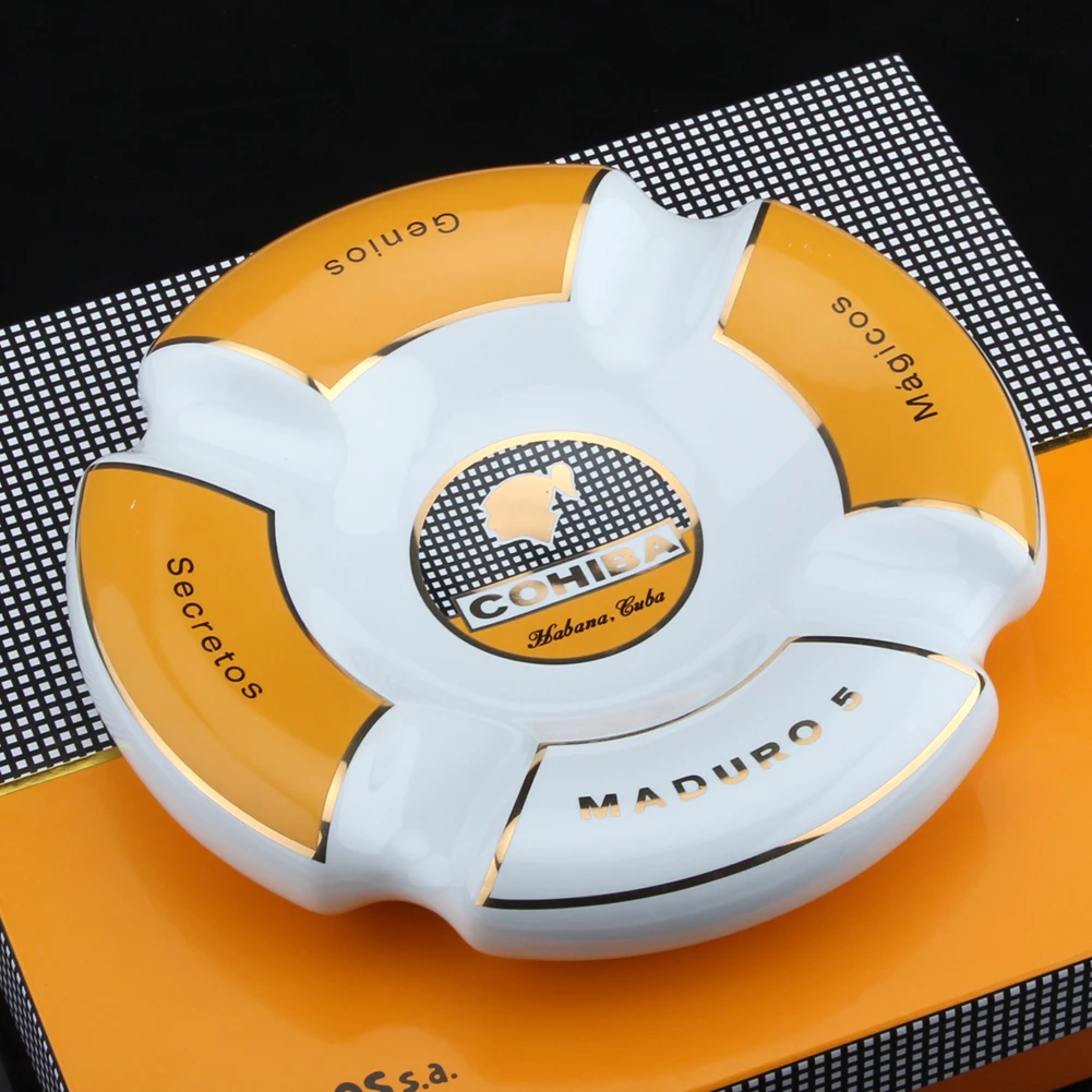 COHIBA керамические гаджеты для сигар портативная пепельница 4 держателя табачных