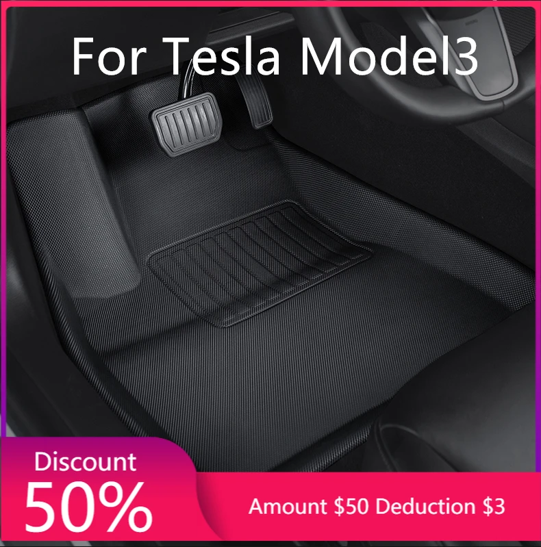 

For Tesla Model 3 car waterproof non-slip floor mat TPE XPE modified car accessories 3Pcs/Set Fully surrounded special foot pad