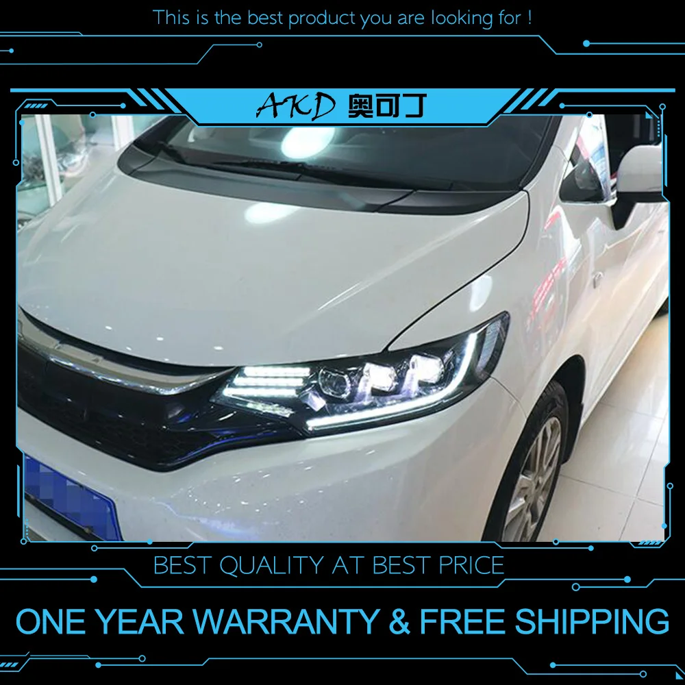 AKD тюнинг автомобильных фар для Honda FIT JAZZ GK5 2018 светодиодные фары DRL ходовые огни
