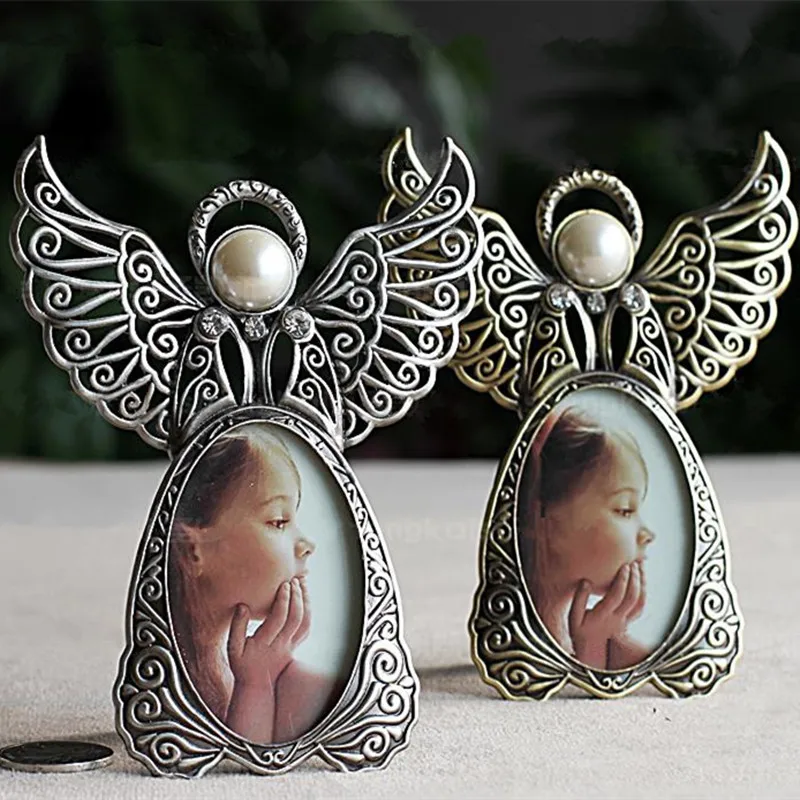 1 шт. металлическая винтажная мини фоторамка в виде ангела|Рамка| |