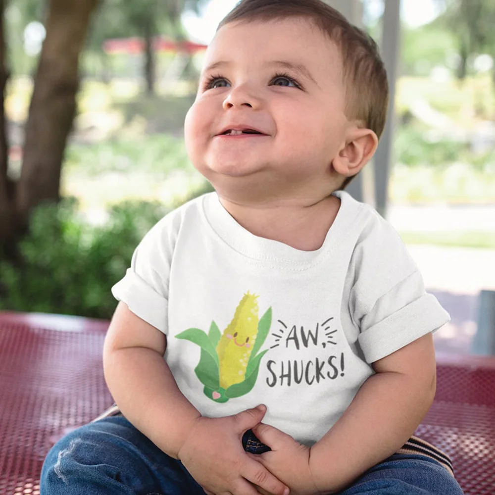 Топы для детей с персонажами из мультфильма Shucks Onesie Corn Забавные детские