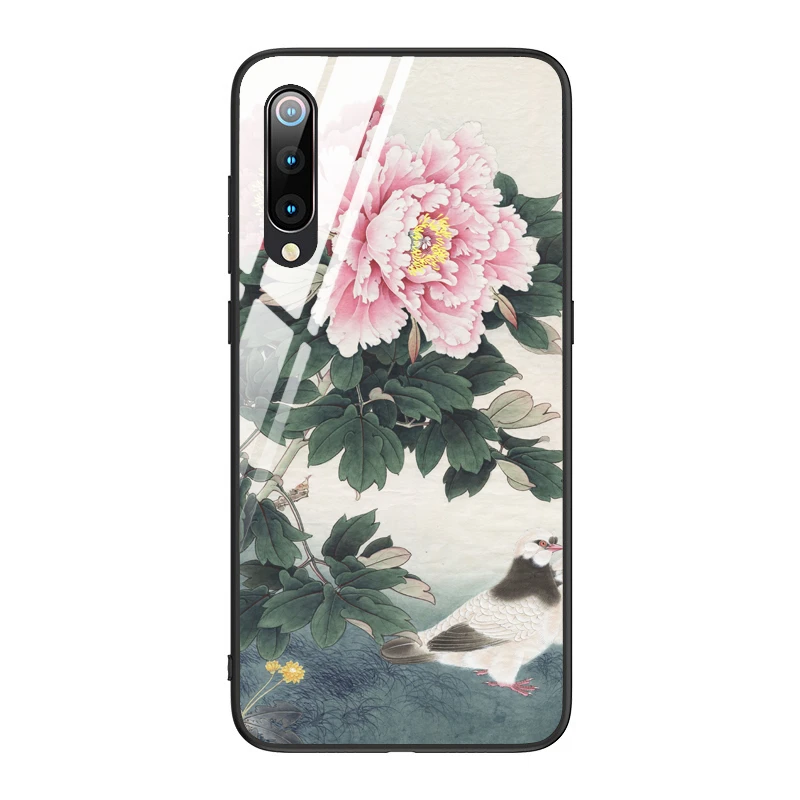 Case for Xiaomi Mi 9 Redmi Note 7 8 8pro Flower Patterned Tempered glass Fitted TPU Cover |