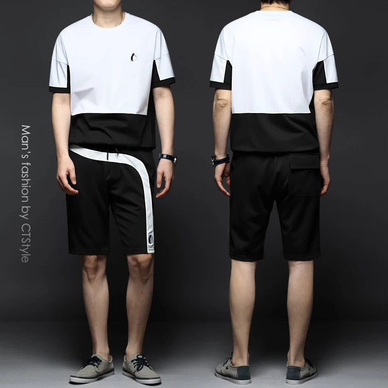 Summer men's short-sleeved T-shirt suit sports casual shorts a set of handsome matching 2021 men's new trend