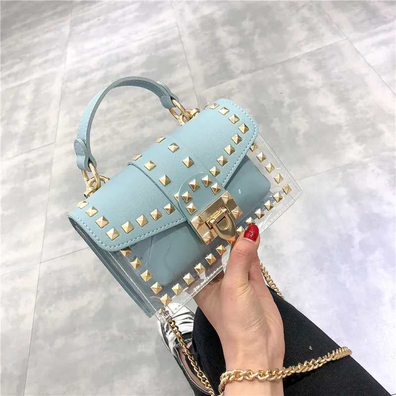 blue Новые модные маленькие женские сумки-мессенджеры высокого качества Прозрачные bolsa ПВХ сумки дизайнерские pu кожаные Сумки sac желтый - Цвет: blue
