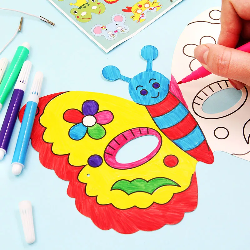 Saizhi Blank DIY Painting Masks Toy Cartoons Graffiti For Kindergarten Kids Handmade Halloween SZ3134 | Игрушки и хобби