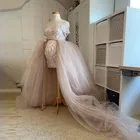 Длинная пышная балетная юбка, фатиновая юбка макси, свадебные многоуровневые тюлевые юбки для невесты, фатиновая юбка, Женская юбка со съемным шлейфом