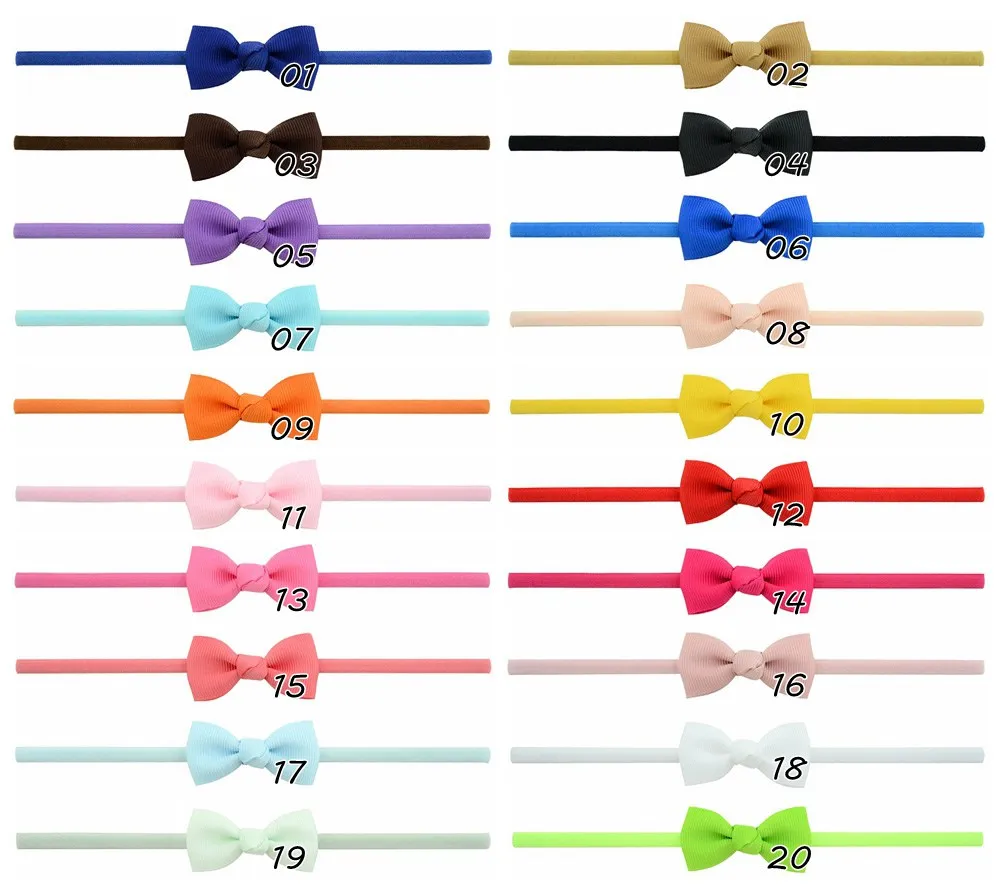 

20pcs /lot 2 inch Sweet Color Kids Bow Headband Ribbon Bows with Thin Hairband Photography Props Girls Bow Tiara Headwrap 706