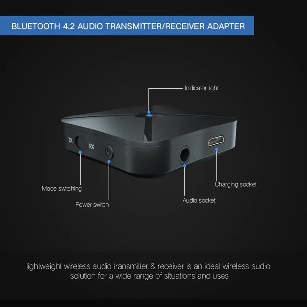 2-в-1 Bluetooth адаптер Беспроводной аудио передатчик приемник 4 2 ТВ музыкальный для