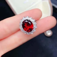 lanzyo 925 sterling silver rings natural garnet gemstone fine jewelry birthday for women new rings open rings j1012551ags