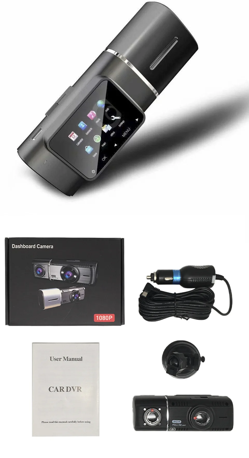 Автомобильный видеорегистратор LAMJAD J02 1 5 дюйма GPS Full HD 1080P двойной объектив с