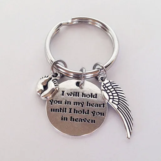 Я буду держать вас в моем сердце Алфавит тег крылья Ребенок отпечаток Шарм брелок