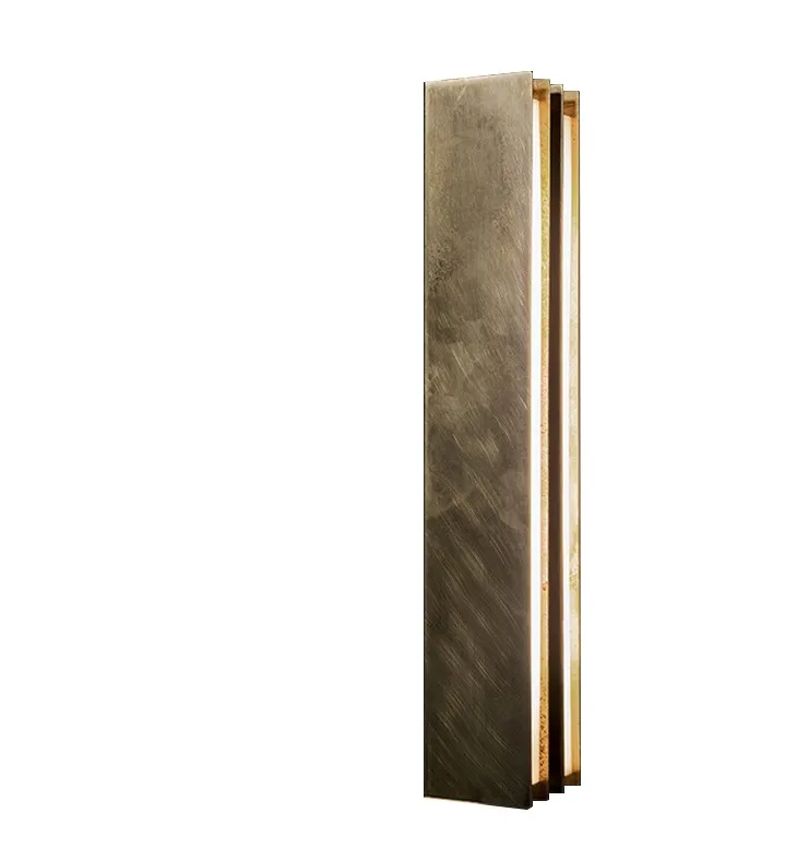 

New product customized long strip metal texture brass art living room exhibition hall club model room wall lamp