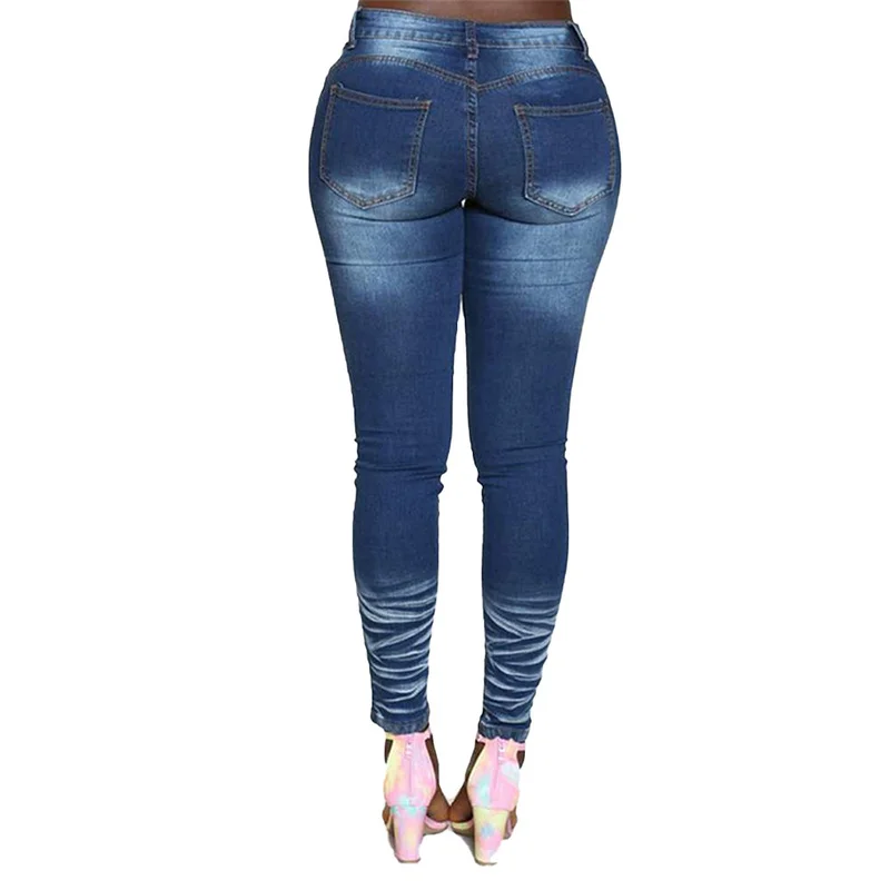 

Women Stretchy Plus Size Bottom Skinny Denim Pants Ladies Causal Jeans Trousers