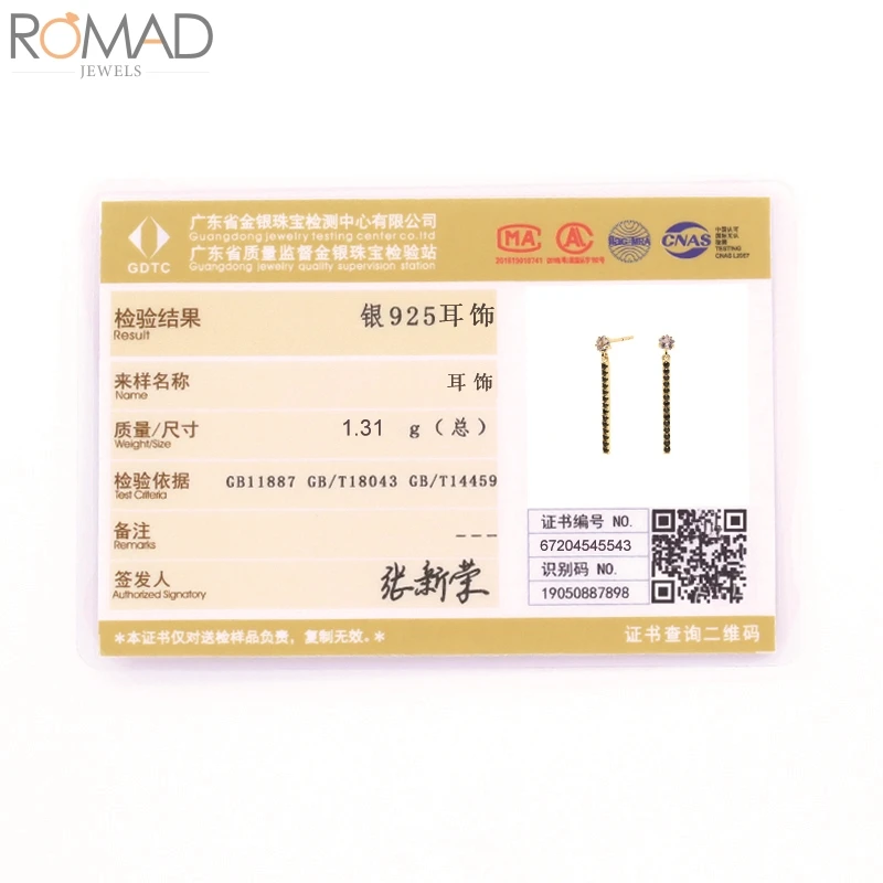 

ROMAD 925 Sterling Silver Stud Earrings For Women Earring Strip Zircon Earring Luxury Earings Ear Ring Jewelry Pendientes Aretes