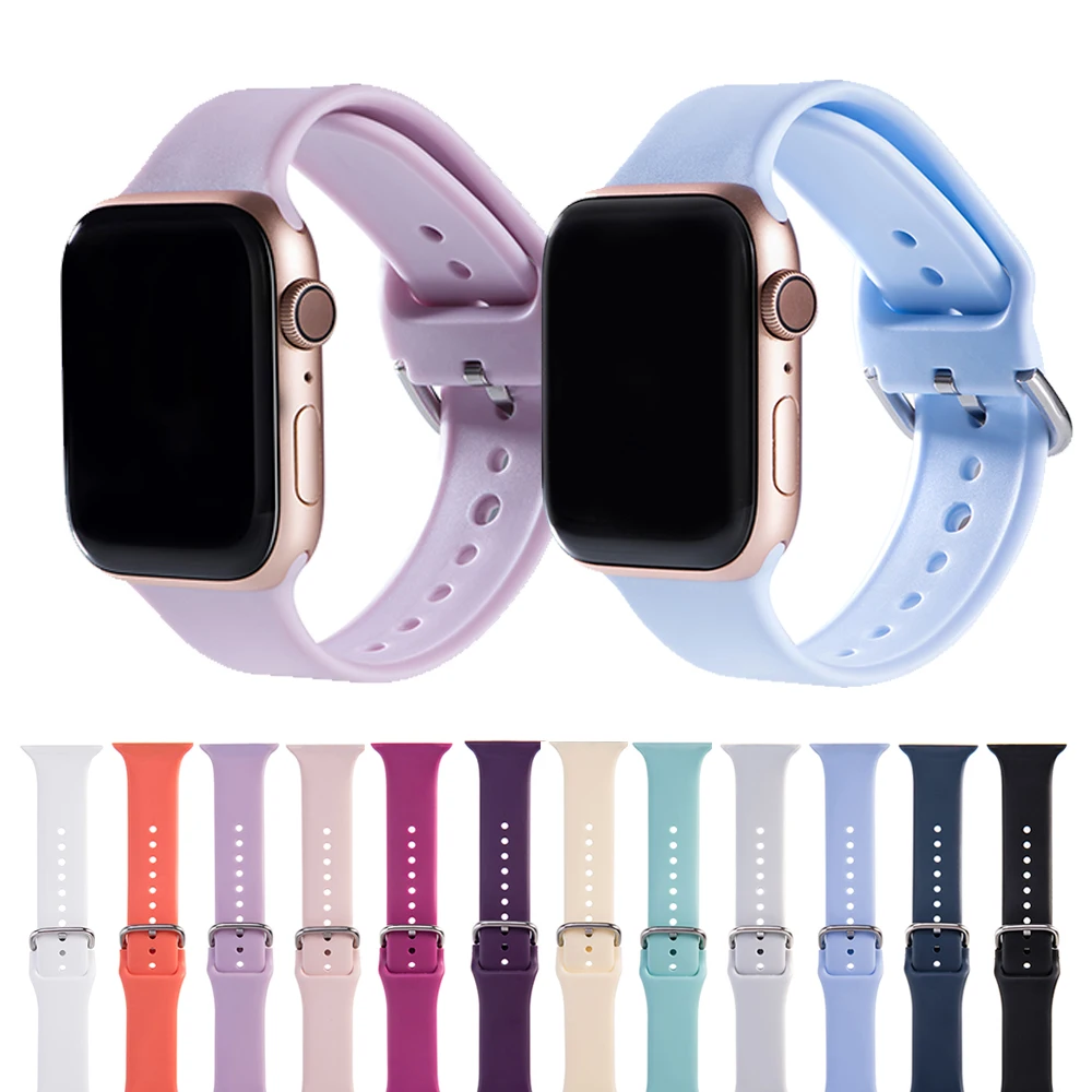 Ремешок спортивный из мягкого силикона для Apple Watch Series 5 4 3 2 1 38 мм 42 резиновый