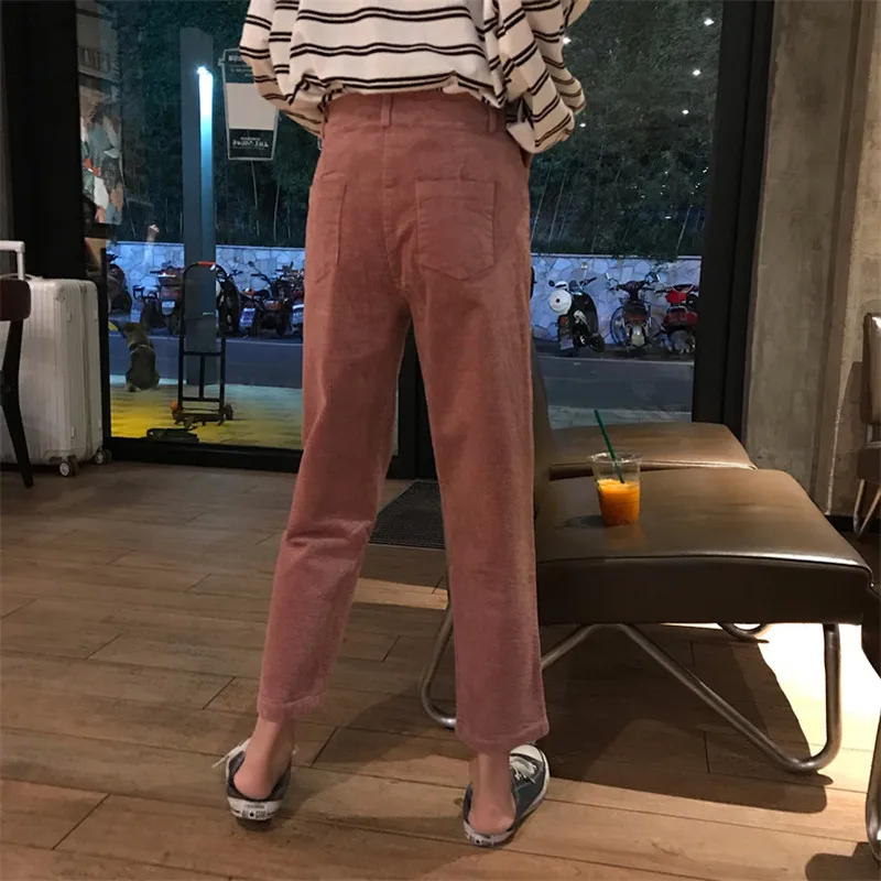 

Women Pants Ins Korean Style Ankle-length New Straight High Waist Harajuku Womens Loose Fashion Leisure Solid All-match Simple
