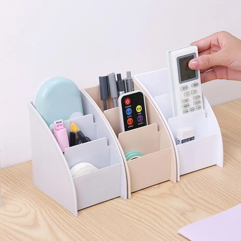 mobile phone holder makeup storage case multi functional trapezoid remote control organizer office desk sort out storage box free global shipping