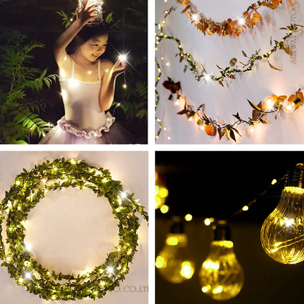 

4m 40 Led Starry String Battery Lights Fairy Micro Transparent Copper Wire For Party Christmas Wedding Warm White