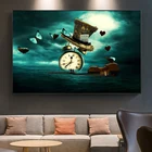 Современные Часы Скрипка бабочка шляпа креативная Картина на холсте постер и печать Настенная картина кукро для гостиной без рамки