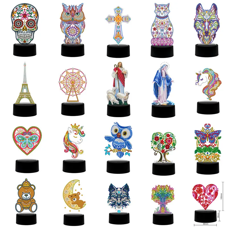 

Best Selling Handmade Diy Religious Diamond Embroidered Holiday Gift Diamond Painting Light Card unicorn Night Light