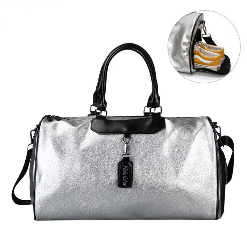 

Women Silver Fitness Gym Bag Traveling Bags Glitter Sac De Sport For Men Training Sports Outdoor Gymtas Gym Travel Bag XA32A