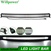 SUV Car Roof 540W 42inch Curved Thin Light Bar For Jeep Dodge Chevy 4x4 Truck Offroad Pickup Bumper Driving Lamps LED Lightbar