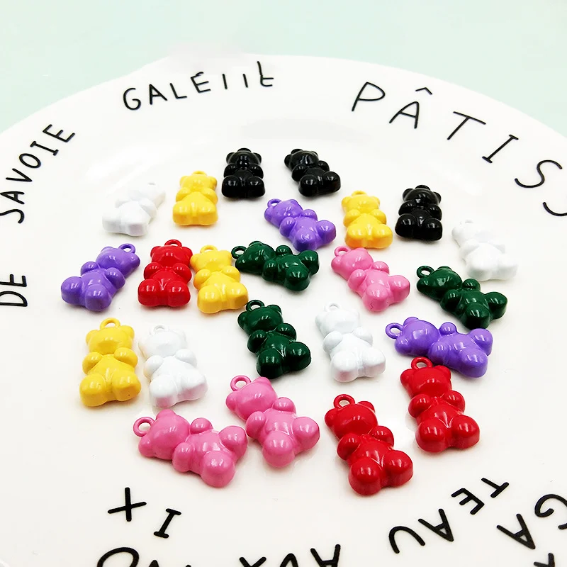 

10pcs 20X11mm Candy Color Gummy alloy Mini Bear Charms for Making Cute Earrings Pendants Necklaces DIY Creative Jewelry Finding