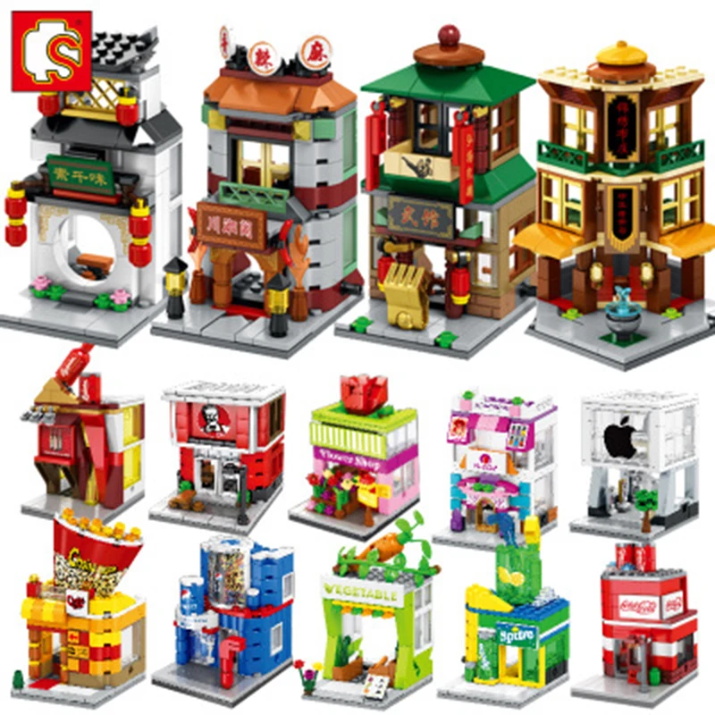 

2020 Sembo city Block Series 4 in 1set Architecture building blocks children assemble bricks toys for birthday gift boy girls