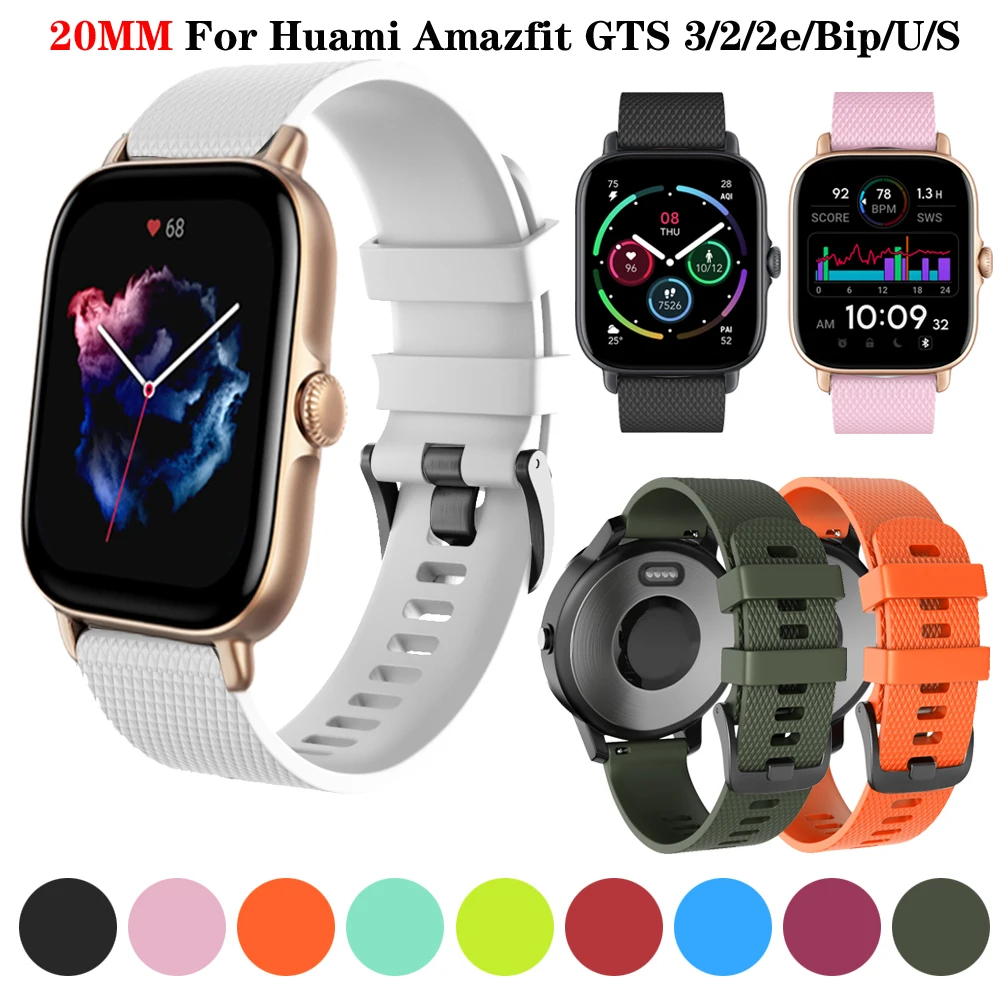 

Ремешок силиконовый для Huami Amazfit GTS 2 2e Mini, спортивный браслет для смарт-часов Xiaomi Amazfit Bip U GTR 42 мм, 20 мм