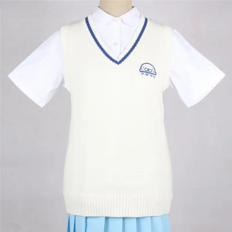 Japanese Campus Students Uniform Lovely Knitted Vest White Women Sweater Waistcoat Jk Daily School Clothes Cotton Xxl | Тематическая