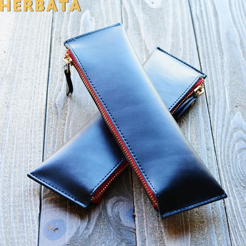 Пенал ручной работы Mori из воловьей кожи черного цвета канцелярские