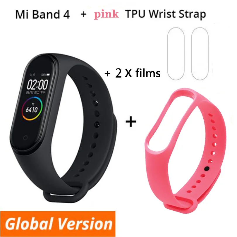 B4 n film n pink Xiaomi mi-браслет 4 Smart Bluetooth 5,0 mi Band 4 Браслет фитнес-браслет AMOLED сенсорный экран Музыка AI сердце - Цвет: B4 n film n pink