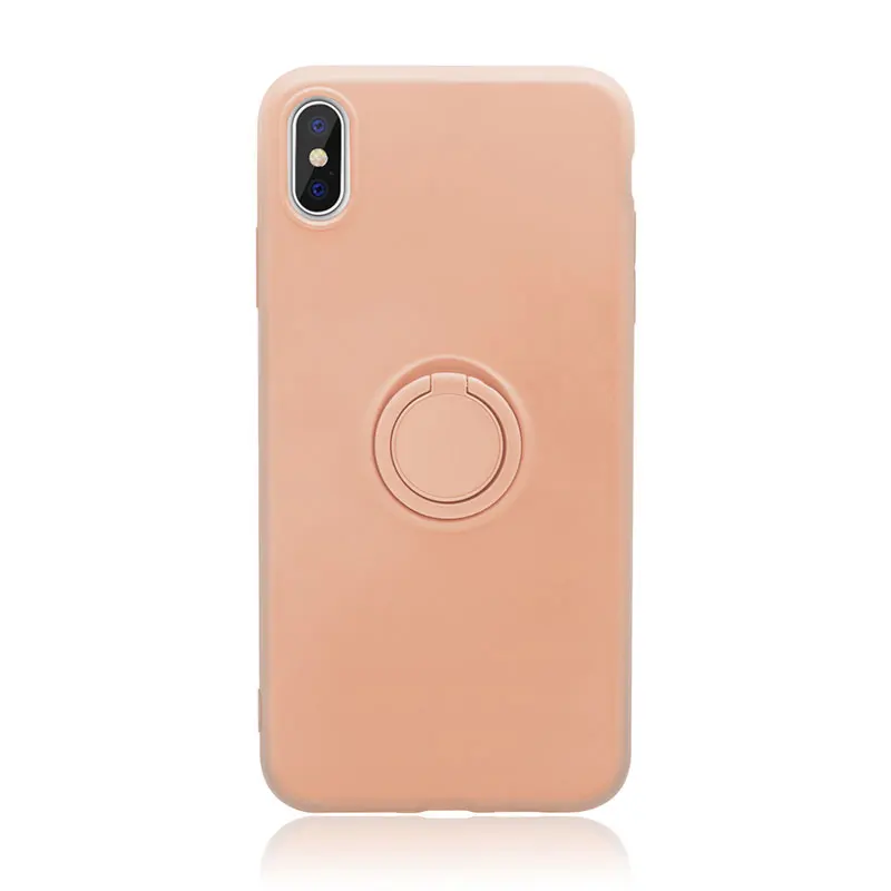 Для iPhone XR чехол силиконовый жидкий силиконовый чехол с кольцом-держателем противоударный чехол для телефона для iPhone X XS Max 8 Plus 7 6 6S 8 Plus 11 Pro 7plus подставка для пальцев аксессуары - Цвет: Розовый
