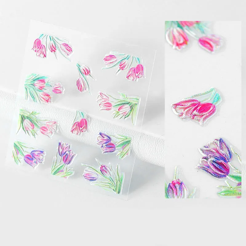 5D резные полые свежие летние искусства ногтей для женщин украшения