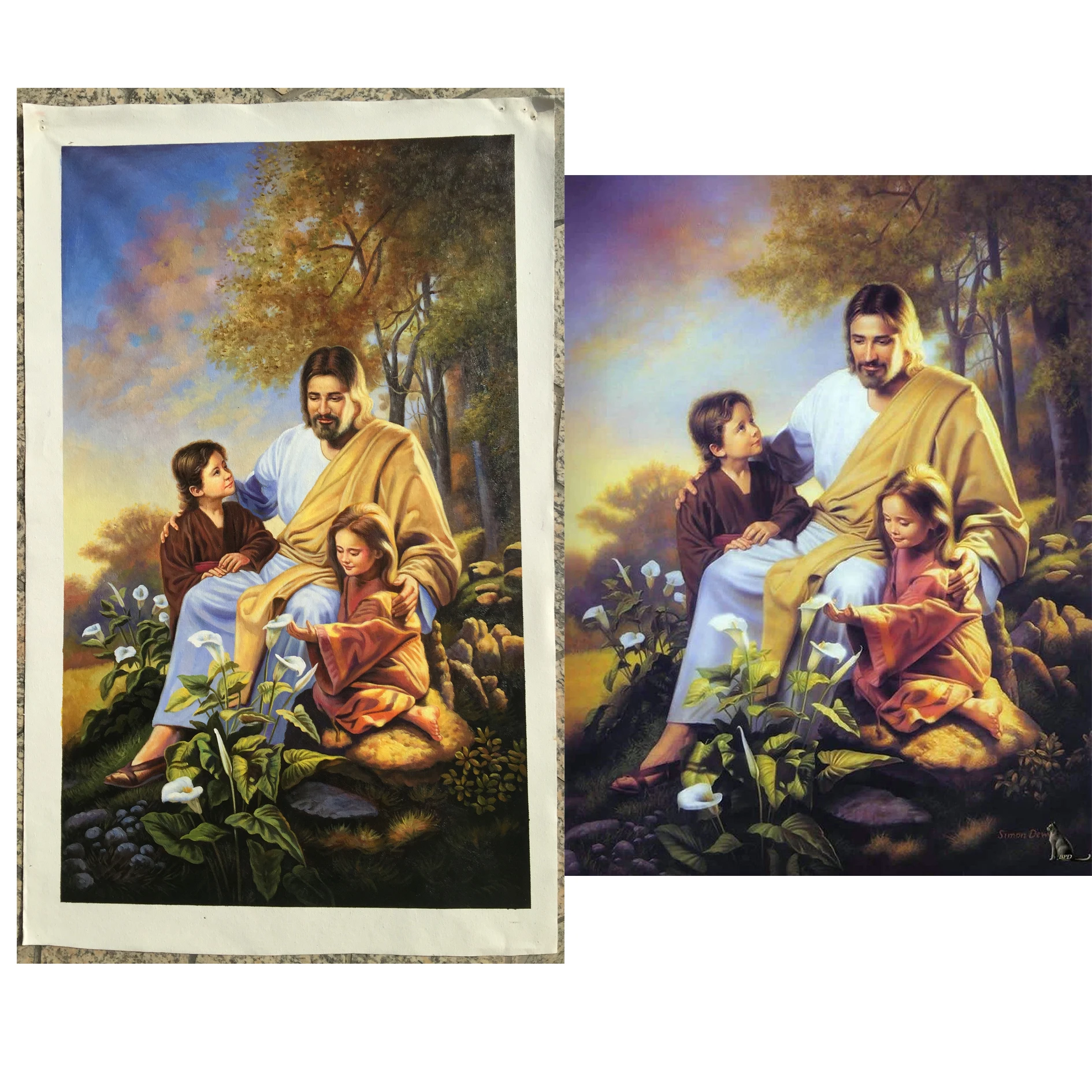 Beste Aangepaste Jezus Christus Kerst Cadeau Nieuwe Jaar Cadeau Olieverfschilderij Handgeschilderd Wall Art Navidad новый год 24x36inch