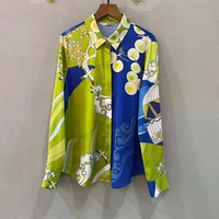 100silk shirts 2022 spring summer fashion blouses women turn down collar chic prints long sleeve casual elegant work shirts