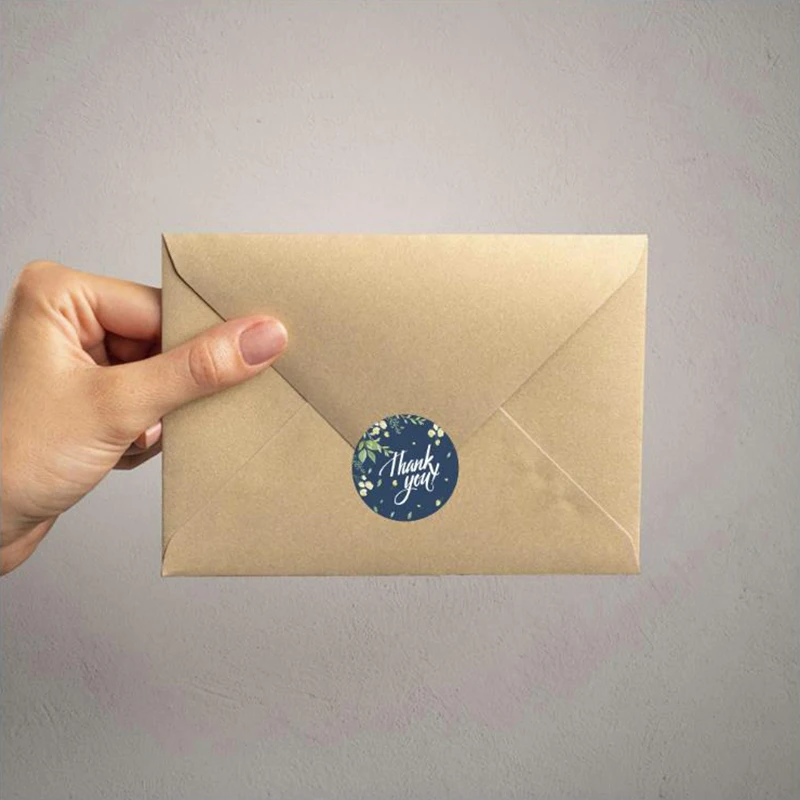 

500PCS Round Shape Thank You Stickers Forest Plants Labels Sticky Sticker Decoration Paper Scrapbook Sealing Stationery Supplies