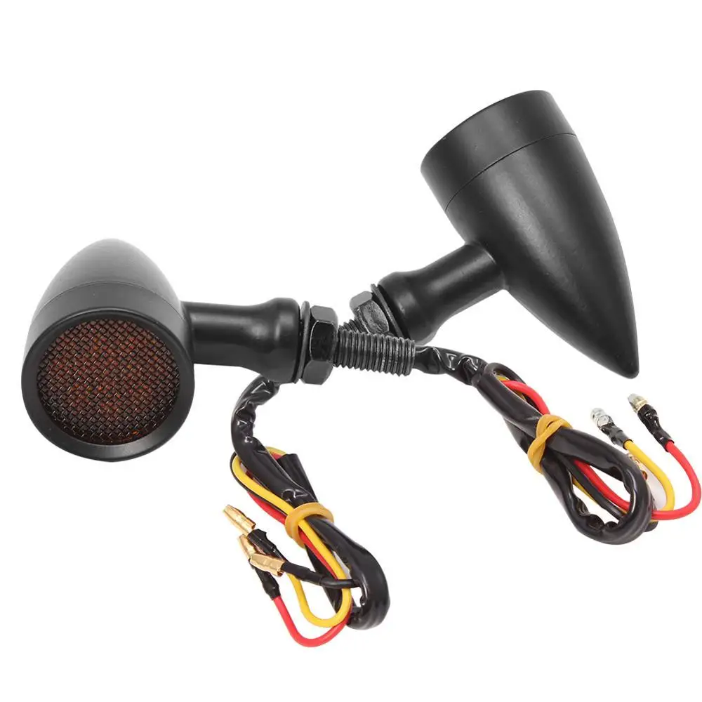 Motorcycle Aluminium Retro Bullet LED Turn Signal Brake Light Mesh Lens For Harley Chopper Bobber Yamaha Honda |