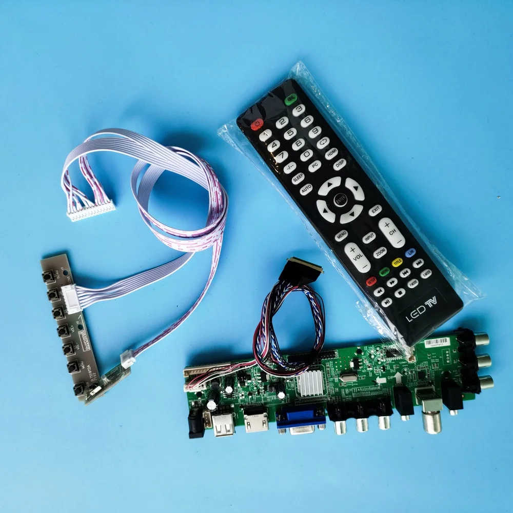 

Kit For B140XW01 VB/B140XW01 V8 LED USB VGA TV 1366X768 controller board digital 40pin DVB-T DVB-T2 HDMI AV Signal 14" remote